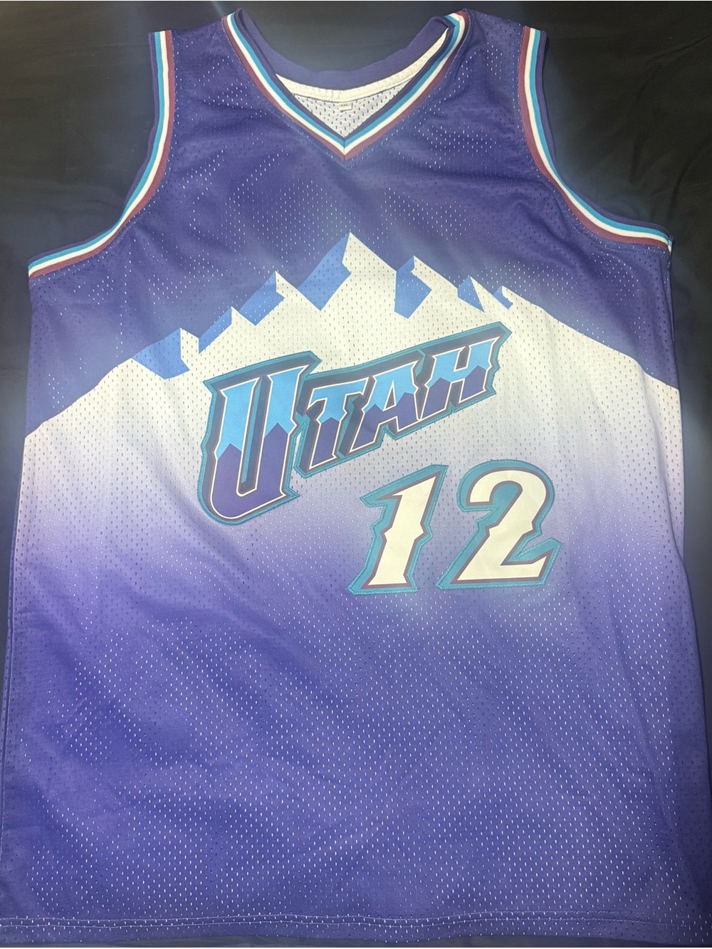 Utah J. Stockton Purple Gradient Basketball Jersey - #12 (Stitched)